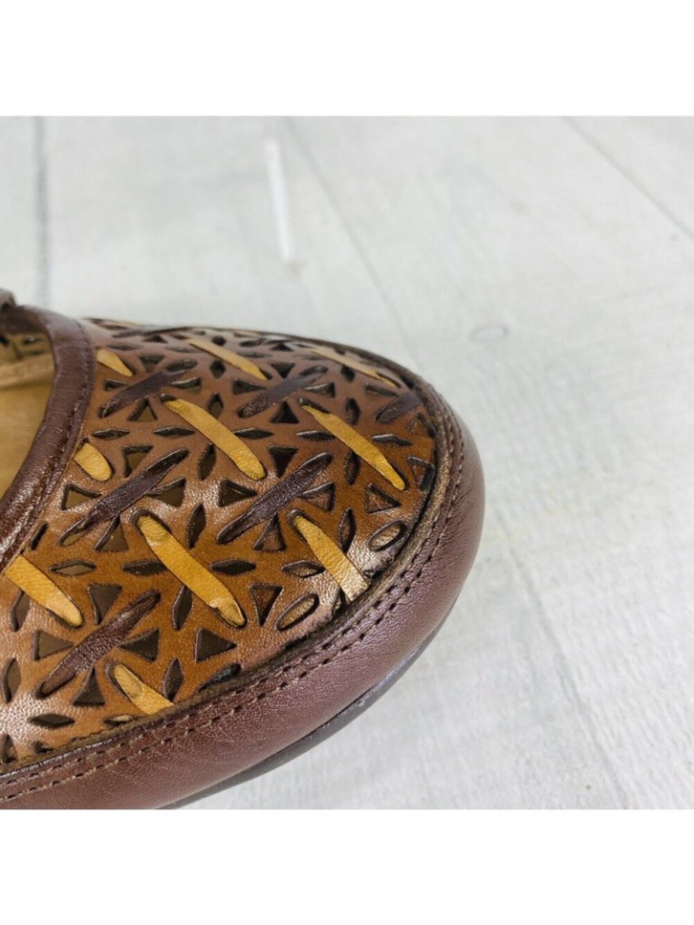 Nurture JILL Brown Woven Leather Closed Toe Buckle Mary Jane Flat Shoes Sz 7.5 M - Picture 13 of 14